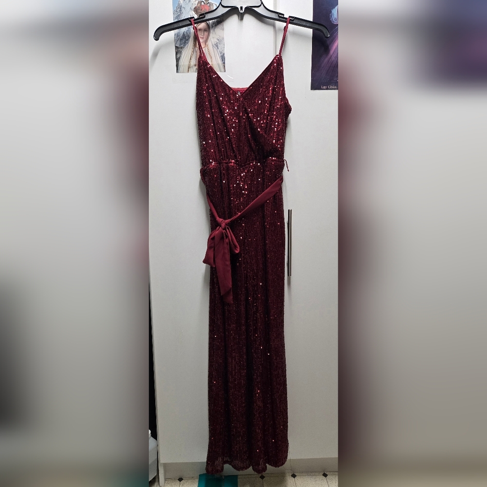 Vince Camuto Women Jumpsuit Red Sparkles XS